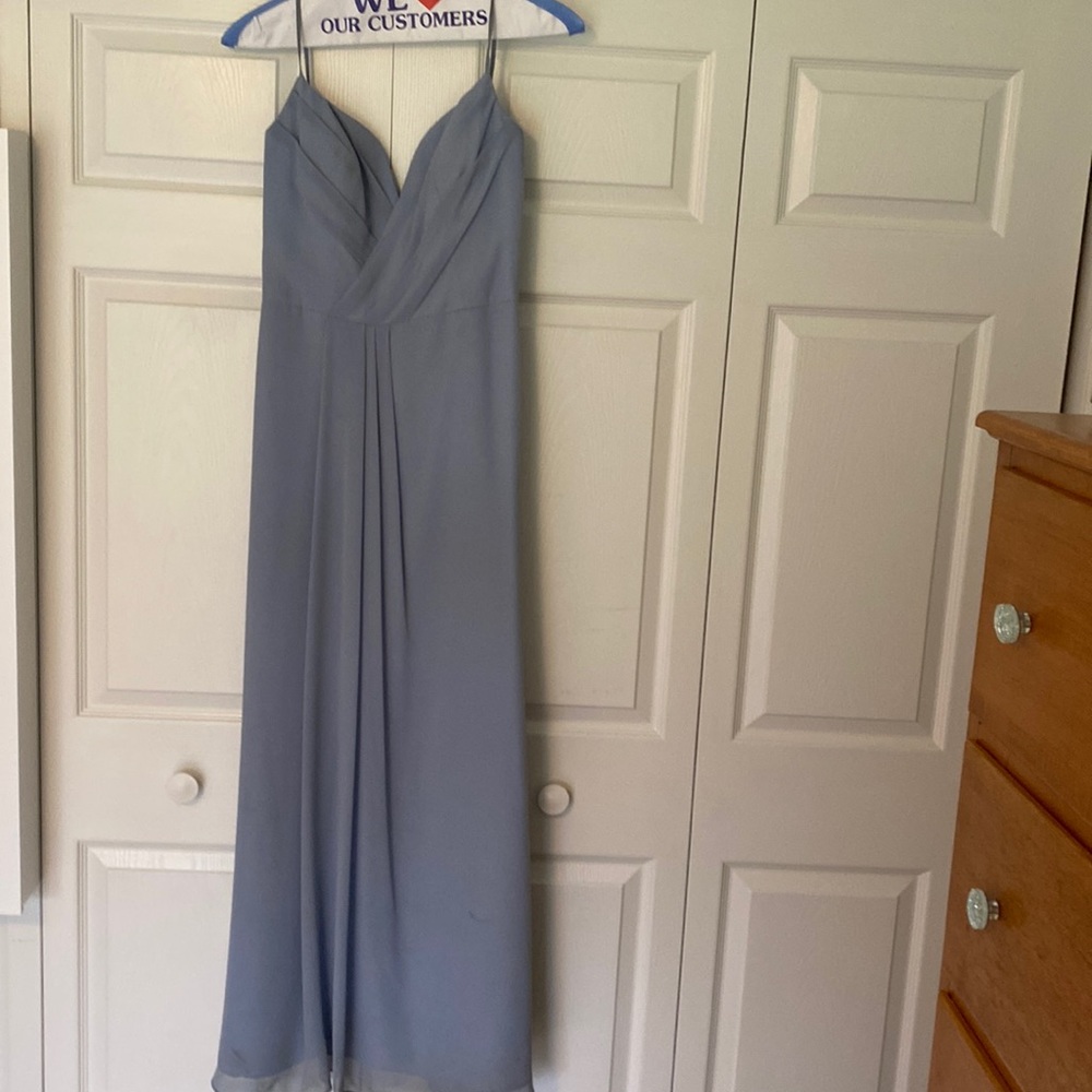 Hayley Paige occasions. Dusty Blue bridesmaids dress. Size 6